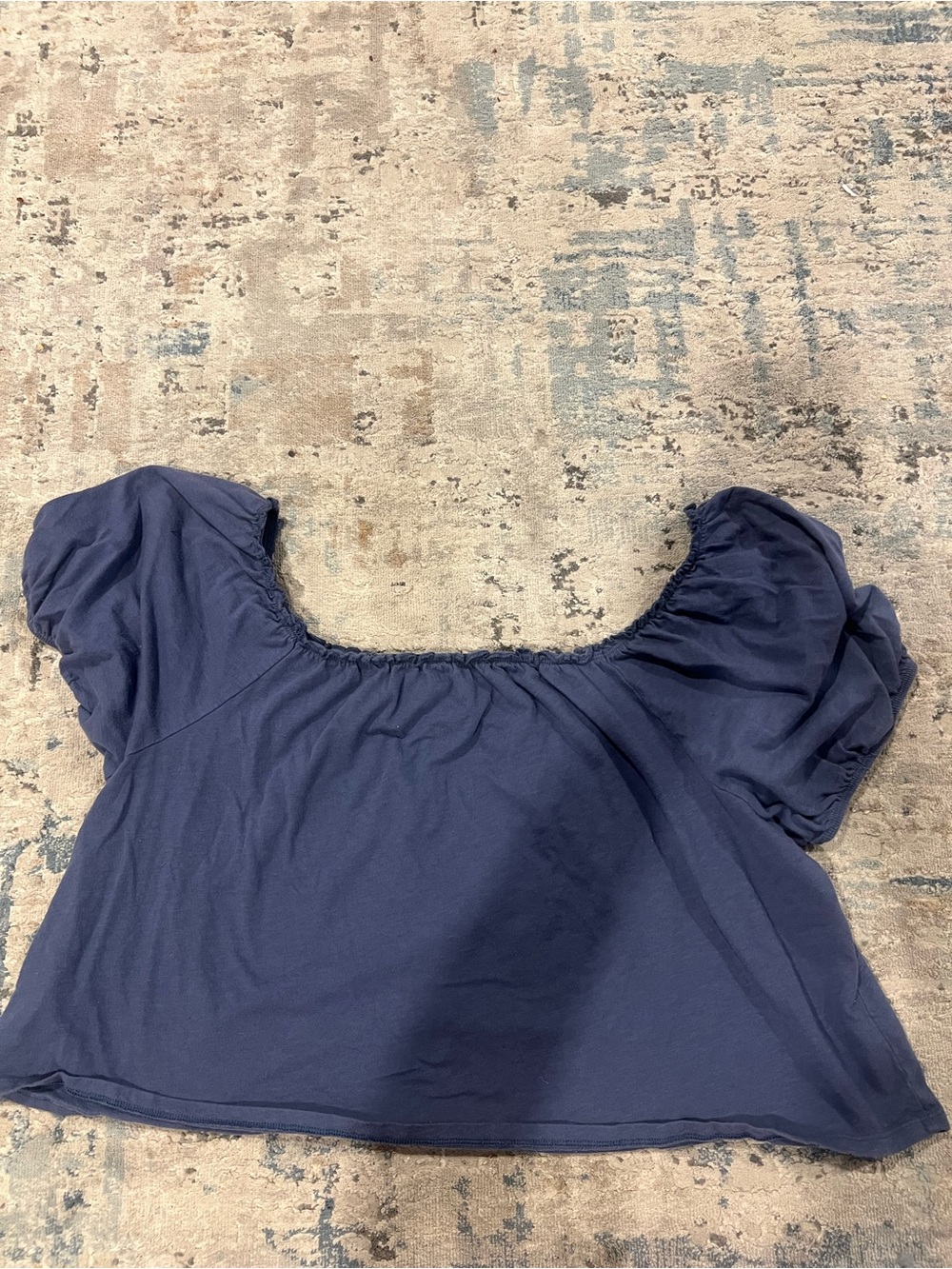 American Eagle Outfitters Navy Puff-Sleeve Crop Top